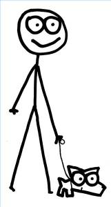 Stick figure walking stick dog